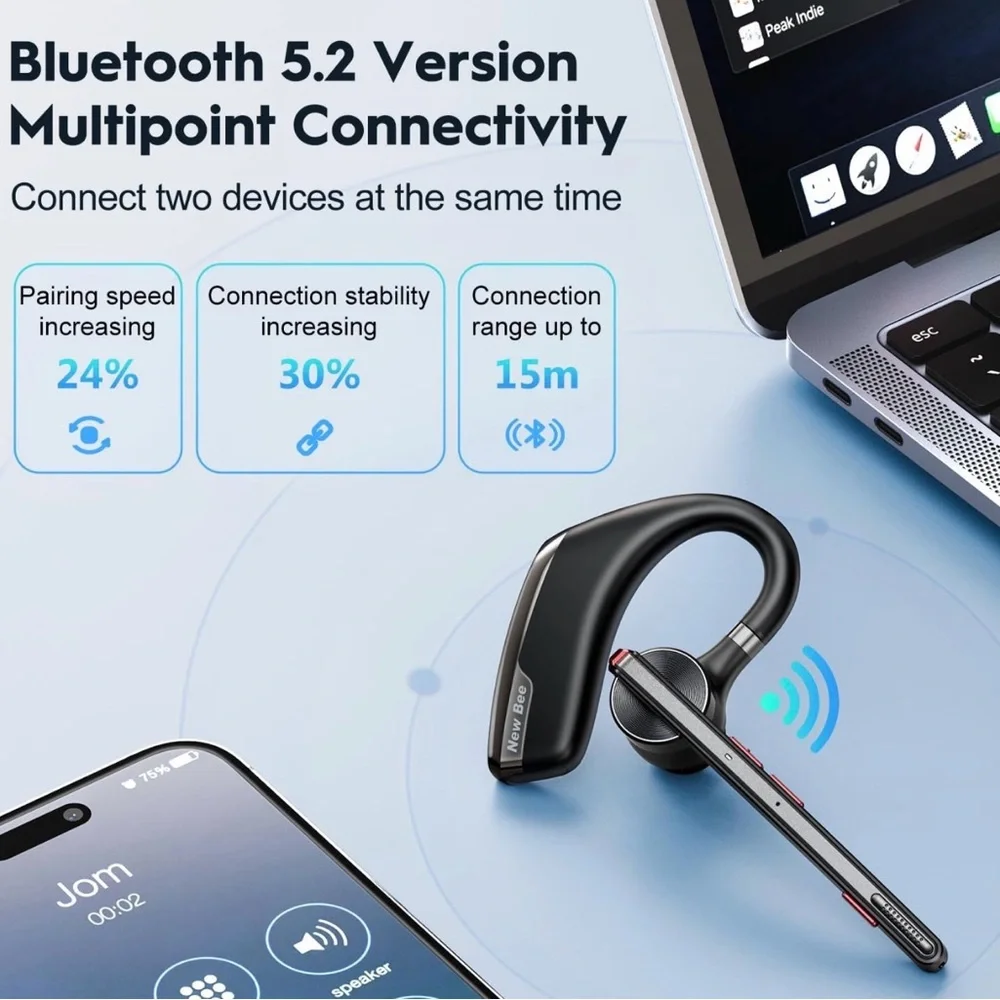 New Bee M50 Bluetooth Headset Black